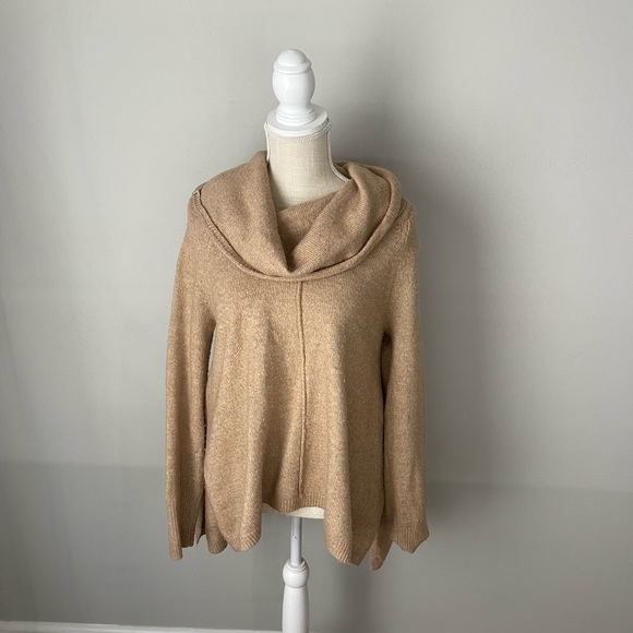 For Thee Tan Versatile Cowl Neck or Off the Shoulder Sweater - Picture 2 of 5